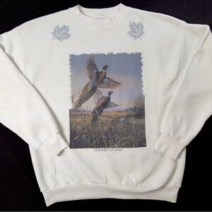 Vintage Heartland Air Waves Size Large White Long Sleeve Tultex Crewneck Sweater